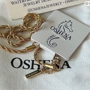 Oshena Twisted Rope 18K Gold PVD Plated Chain Necklace - Elegant Women's Jewelry